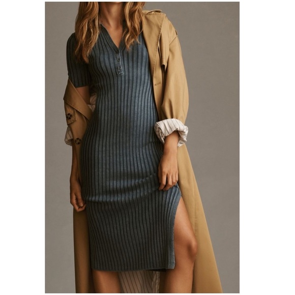 New daily practice by Anthropologie Morris Sweater Midi Dress Short Sleeve XXS - Picture 6 of 7